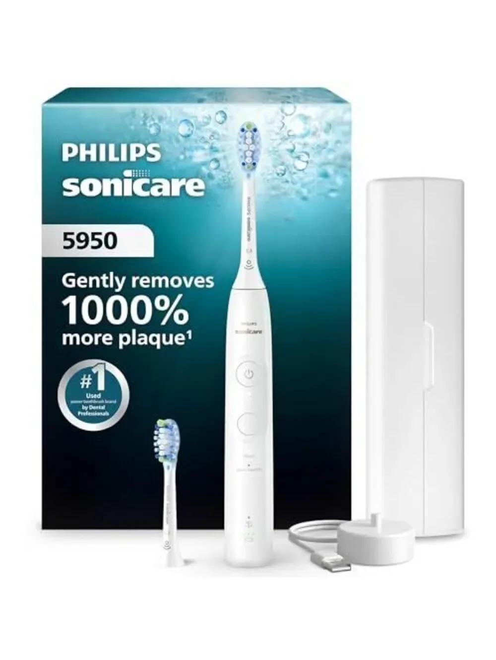 Philips Sonicare 5950 Rechargeable Electric Toothbrush with 2 Brush Heads